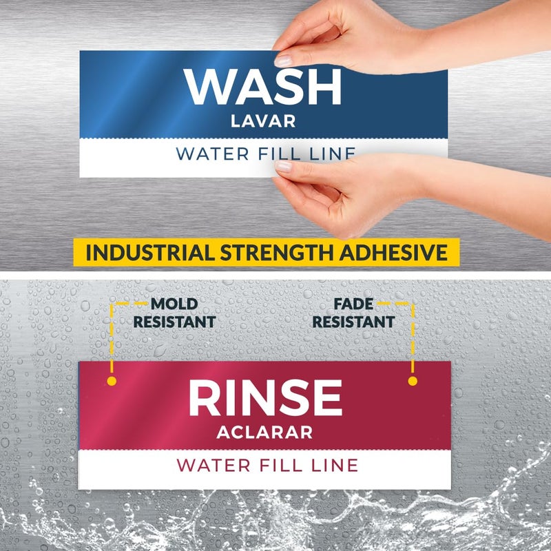 Pixelverse Design 5 Pack Wash Rinse Sanitize Sink Labels, Waterproof Sticker Signs, 3 Compartment Sink Labels - Restaurant Supplies, Food Truck Supplies, Dishwashing Sign Wash Station - Image 4